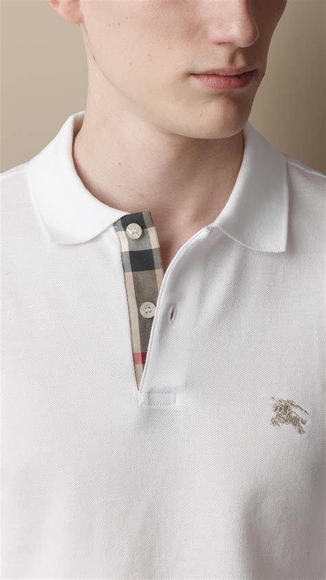 white burberry polo shirt mens|Burberry long sleeve polo men's.